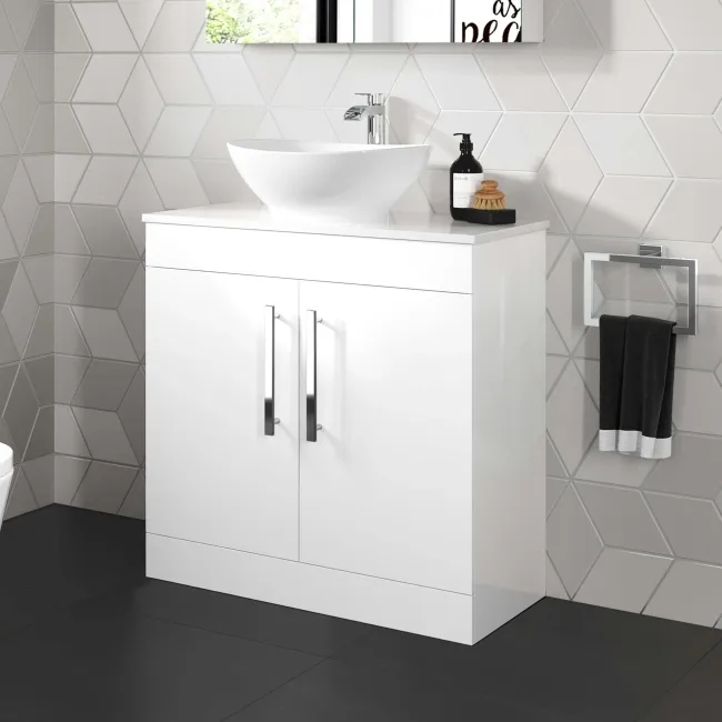 Avon Gloss White Vanity with Oval Counter Top Basin 800mm
