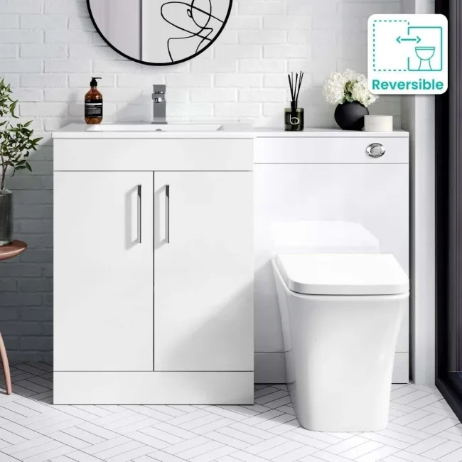 Mersey Gloss White Combination Vanity Basin and Houston Toilet 1100mm