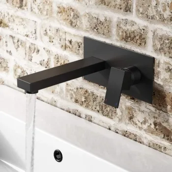 Lea Matt Black Wall Mounted Basin Mixer Tap