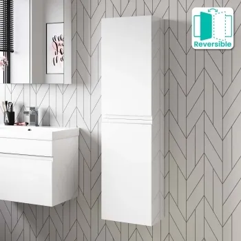 Trent Gloss White Wall Hung Tall Cabinet 1200x300mm