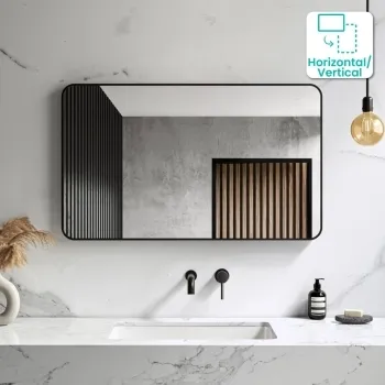 Essence Black Framed Rectangular Bathroom Mirror 600x1000mm