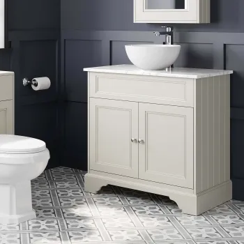 Lucia Chalk White Vanity with Marble Top & Round Counter Top Basin 840mm