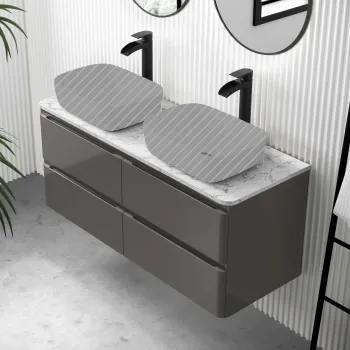 Corsica Tungsten Grey Wall Hung Drawer Vanity with Marble Top 1200mm - Excludes Counter Top Basin