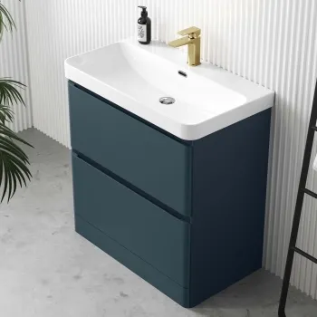 Corsica Inky Blue Basin Drawer Vanity 800mm