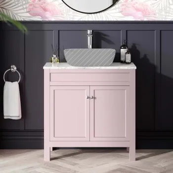 Bermuda Cashmere Pink Cabinet with Marble Top 800mm - Excludes Counter Top Basin