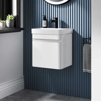 Corsica Gloss White Wall Hung Slimline Basin Vanity 400mm