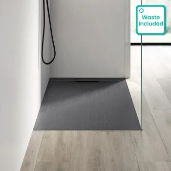 Tokyo Rectangular Matt Grey Slate Texture Stone Shower Tray 1200x800mm