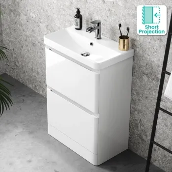 Corsica Gloss White Slimline Basin Drawer Vanity 600mm