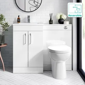 Mersey Gloss White Combination Vanity Basin and Austin Toilet 1000mm