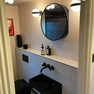 Mollie Black Framed Round Mirror Cabinet 600mm