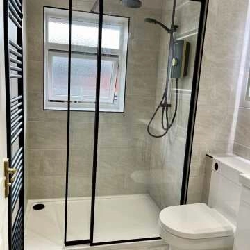 Munich Matt Black Framed Easy Clean 8mm Wet Room Shower Glass Panel 800mm