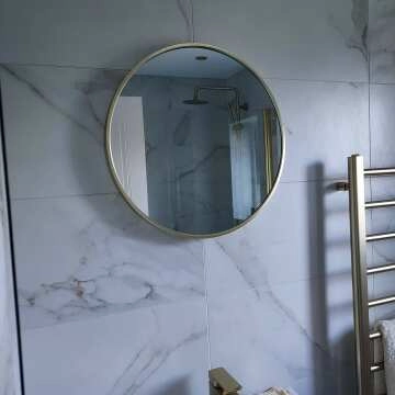Mollie Brushed Brass Round Bathroom Mirror 500mm