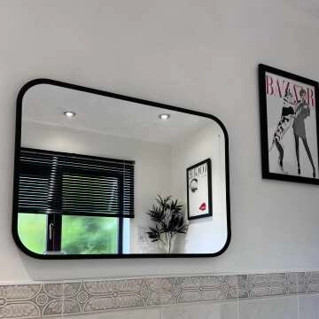 Olivia Black Framed Rectangular Bathroom Mirror 700x500mm