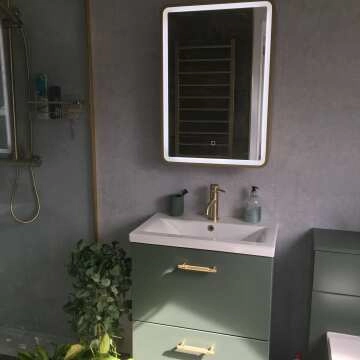 Olivia Matt Brass Illuminated LED Mirror Cabinet 710x500mm