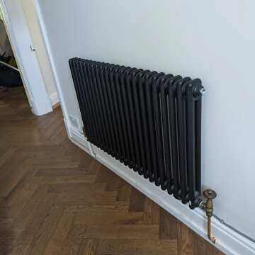 Athens Matt Black Double Column Horizontal Traditional Radiator 600x1010mm