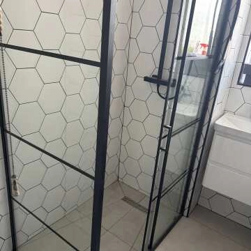 London Matt Black Grid 6mm Sliding Shower Door 1200mm