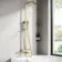Skye Square Brushed Brass Thermostatic Bath Filler Shower Set