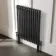 Athens Matt Black Double Column Horizontal Traditional Radiator 750x605mm