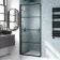 Toulon Matt Black Grid Easy Clean 6mm Pivot Shower Door 900mm