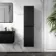 Malta Fluted Matt Black Wall Hung Tall Cabinet 1400x350mm