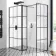 Munich Matt Black Grid 8mm Walk In Shower Enclosure 1100mm & 800mm Glass with Pivotal Return Panel