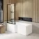 L Shaped 1700 Shower Bath & 6mm Easy Clean Matt Black Framed Bath Screen - Left Handed