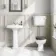 Hudson Traditional Low-Level Toilet With Graphite Grey Seat & Pedestal Basin - Single Tap Hole