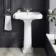 Hudson Traditional Close Coupled Toilet With Cashmere Pink Seat & Pedestal Basin - Single Tap Hole