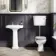 Hudson Traditional Low-Level Toilet With Cotton White Seat & Pedestal Basin - Double Tap Hole
