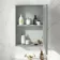 Dove Grey Mirror Cabinet 700x500mm - Brushed Brass Accents