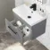 Avon Stone Grey Wall Hung Basin Drawer Vanity 600mm - Black Accents