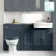Monaco Inky Blue Combination Vanity Traditional Basin and Hudson Toilet with Wooden Seat 1500mm