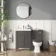 Bermuda Graphite Grey Combination Vanity Basin and Hudson Toilet with Wooden Seat 1100mm