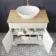Lucia Chalk White Vanity with Oak Effect Top & Oval Counter Top Basin 840mm - Brushed Brass Accents