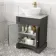 Lucia Graphite Grey Vanity with Marble Top & Oval Counter Top Basin 640mm - Brushed Brass Accents