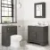 Lucia Graphite Grey Vanity with Marble Top & Undermount Basin 830mm - Brushed Brass Accents