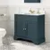 Lucia Inky Blue Vanity with Marble Top & Undermount Basin 830mm - Brushed Brass Accents