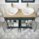 Lucia Inky Blue Double Vanity with Oak Effect Top & Oval Counter Top Basin 1200mm - Brushed Brass Accents