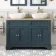 Lucia Inky Blue Double Vanity with Oak Effect Top & Curved Counter Top Basin 1200mm - Brushed Brass Accents