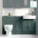 Monaco Midnight Green Combination Vanity Basin and Seattle Toilet 1500mm - Brushed Brass Accents