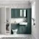 Monaco Midnight Green Combination Vanity Traditional Basin with Marble Top & Hudson Toilet with Wooden Seat 1200mm