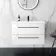 Elba Gloss White Wall Hung Basin Drawer Vanity 800mm - Black Accents
