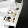 Elba Gloss White Double Wall Hung Drawer Vanity with Marble Top & Oval Basin 1200mm - Brushed Brass Accents