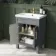 Bermuda Dove Grey Basin Vanity 600mm - Brass Knurled Handles