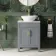 Bermuda Dove Grey Vanity with Marble Top & Oval Counter Top Basin 600mm - Brass Knurled Handles