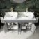 Bermuda Dove Grey Vanity with Marble Top & Curved Counter Top Basin 1200mm - Brass Knurled Handles