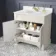 Lucia Chalk White Vanity with Marble Top & Undermount Basin 830mm - Brass Knurled Handles