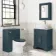 Lucia Inky Blue Vanity with Marble Top & Oval Counter Top Basin 640mm - Brass Knurled Handles