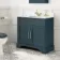 Lucia Inky Blue Vanity with Marble Top & Undermount Basin 830mm - Brass Knurled Handles