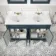 Lucia Inky Blue Double Vanity with Marble Top & Undermount Basins 1200mm - Brass Knurled Handles